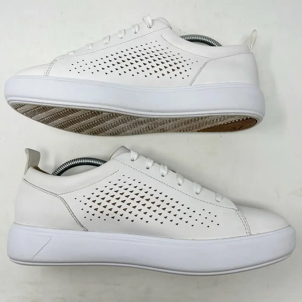 Under Armour White Perforated Leather Capeside Crew Sneakers Wmns 8.5
